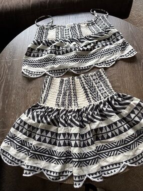 Smocked Waist Black & White Circle Skirt